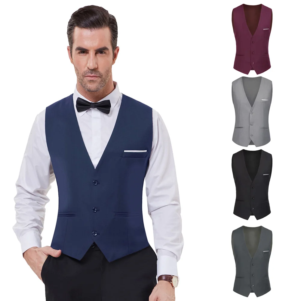 Горячий мужской строгий деловой костюм жилет тонкий свадебный Повседневный