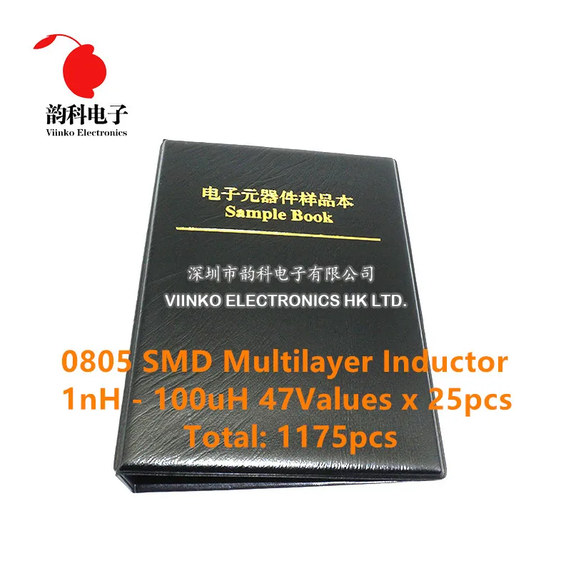 0805 SMD หลายเหนี่ยวนำหนังสือตัวอย่าง1nH ~ 100uH 47ค่า X25pcs = 1175Pcs Assorted Kit
