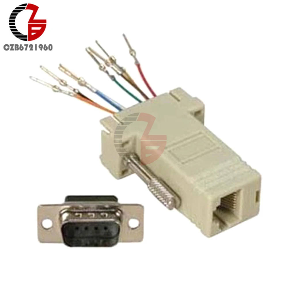 DB9 RS232 Male к RJ45 Female M/F адаптер модуля конвертер соединитель Extender|db9 female adapter|db9 adapterdb9