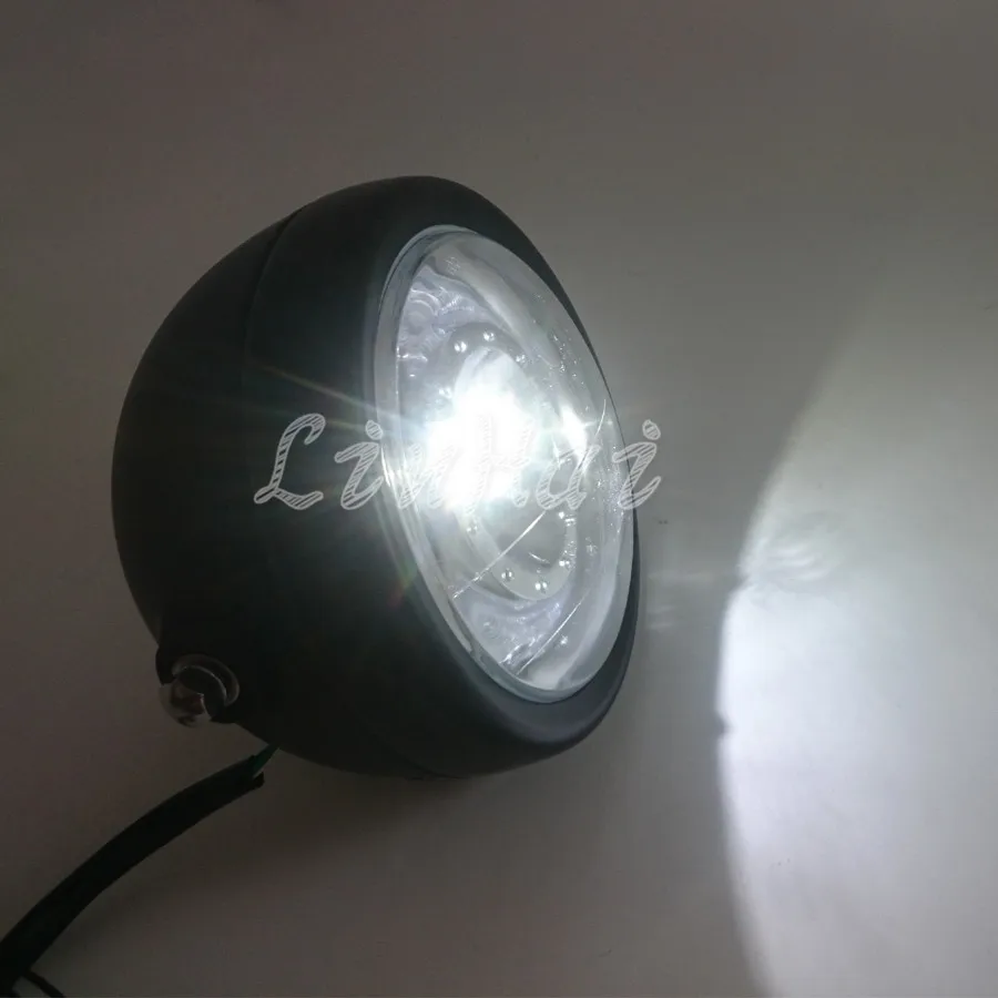 Черная металлическая фара с синим светодиодный Angel Eye для CG GN125 CB200 Chopper Bobber Cafe