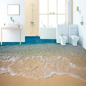 Пользовательские 3D пляжные морской воды Гостиная Спальня Ванная комната пол Mural Картины самоклеящиеся виниловые обои Домашний Декор де Parede