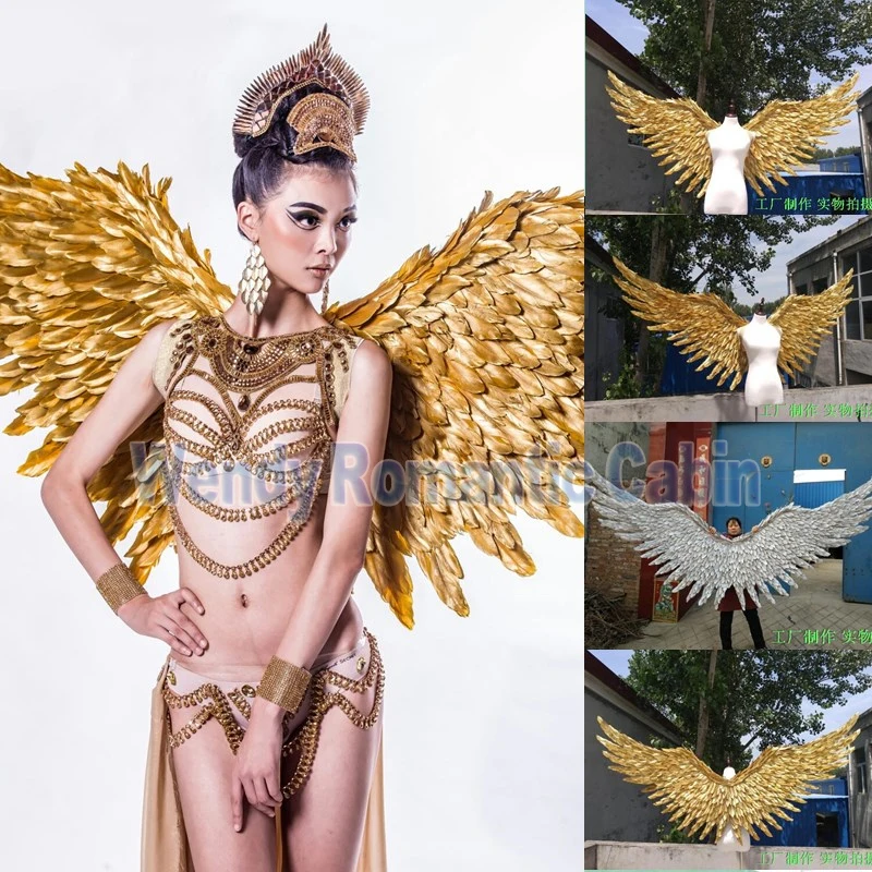 Новинка 2017 Стильные Золотые Крылья ангела реквизит для подиума выставки окон с