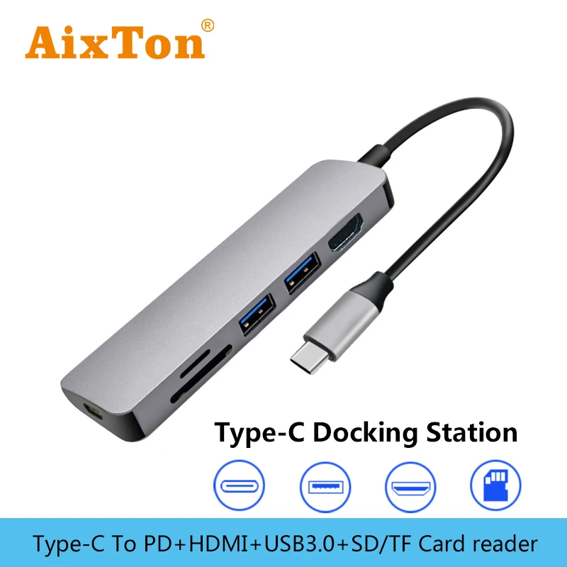 AixTon USB 3 1 Type C Hub To PD 0 HDMI Ноутбуки док станция для MacBook Pro Dell Huawei P20 Samsung S10 Phone dex