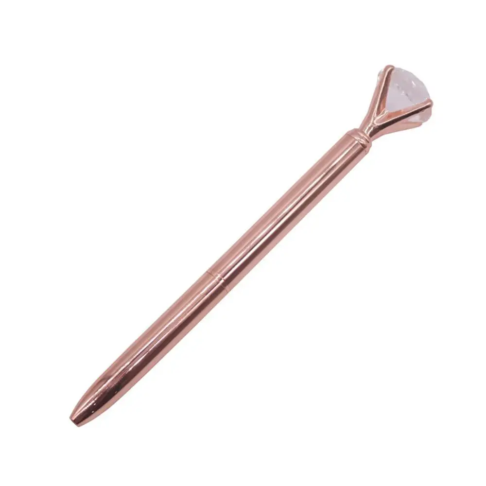 rose gold 100 pcs 100 шт Роскошная кристальная ручка 14 см длинная Алмазная вафельная металлическая шариковая ручка 0,7 мм синяя ручка для письма Студенческая школьная Подарочная шариковая ручка - Цвет: rose gold 100 pcs