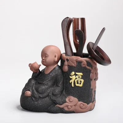 Tea ceremony Six Gentlemen Kung Fu tea set accessories complete of ebony chicken wing wood solid ceramic zero matching | Дом и сад