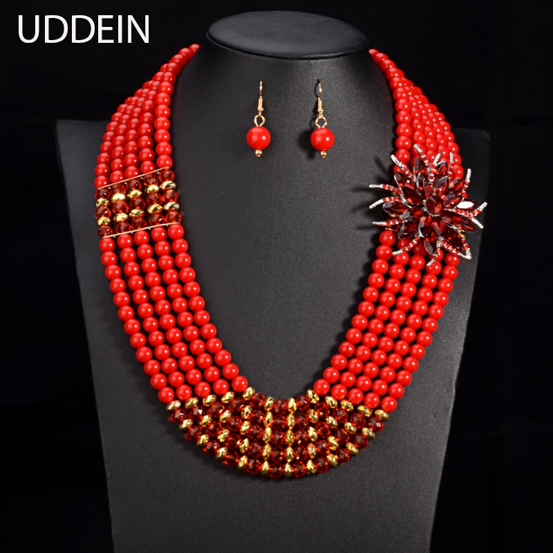 UDDEIN нигерийские Свадебные Ювелирные наборы для невесты ожерелье и подвеска в