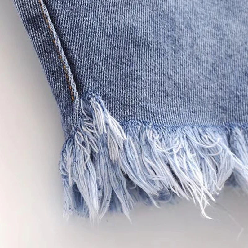 GOPLUS летние шорты женские джинсовые с кисточками и высокой талией однотонные