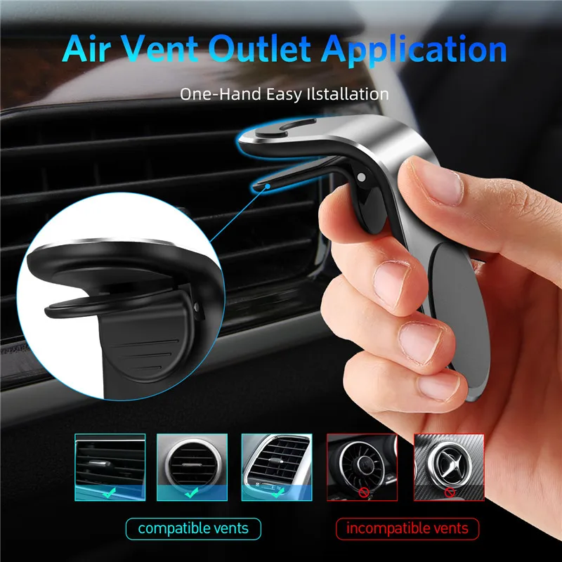 uslion magnetic car phone holder air vent clip mount stand in car for iphone 11 samsung s10 s9 magnet gps mobile phone holders free global shipping