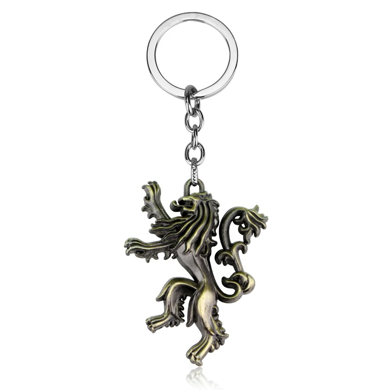 bronze Игра престолов House Stark Baratheon Lannister Targaryen Arryn Tully Martell Tyrell Greyjoy брелок для ключей со значком - Цвет: bronze
