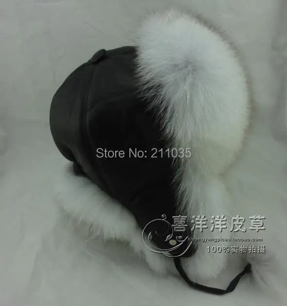 Female Male Winter Plus Size Full Leather Thickening Fox Fur Hat Woman Man Winter Raccoon Skullies Beanies Mink Fur Warm Caps