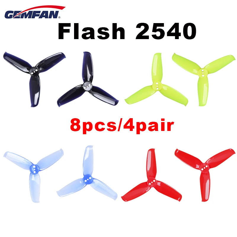 8 шт./лот 4 пары Gemfan Flash 2540 2 5*4 мм 5 дюймов PC 3 лопастный Пропеллер для 95 130 рама 1105