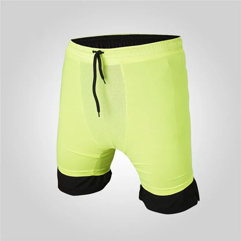 Мужские шорты для тренировок и фитнеса брендовые качественные 2 в 1 7 дюймов