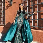 Женское вечернее платье-русалка, элегантное платье с длинными рукавами и съемной юбкой в стиле Саудовской Аравии, мусульманское платье для выпускного вечера, 2019