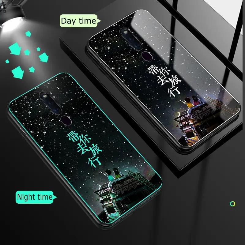 Чехол для OPPO Reno 2Z 10X Zoom 6,6 чехол из закаленного стекла светящийся противоударный мультяшный чехол для OPPO Realme Q 5 Pro R19 F11 Reno Z