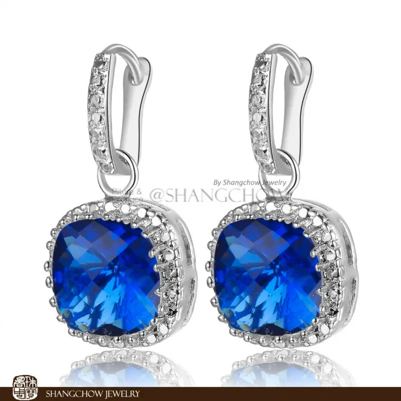 Новинка! Потрясающие модные ювелирные изделия голубой кварц серьги из серебра 925 пробы E0148