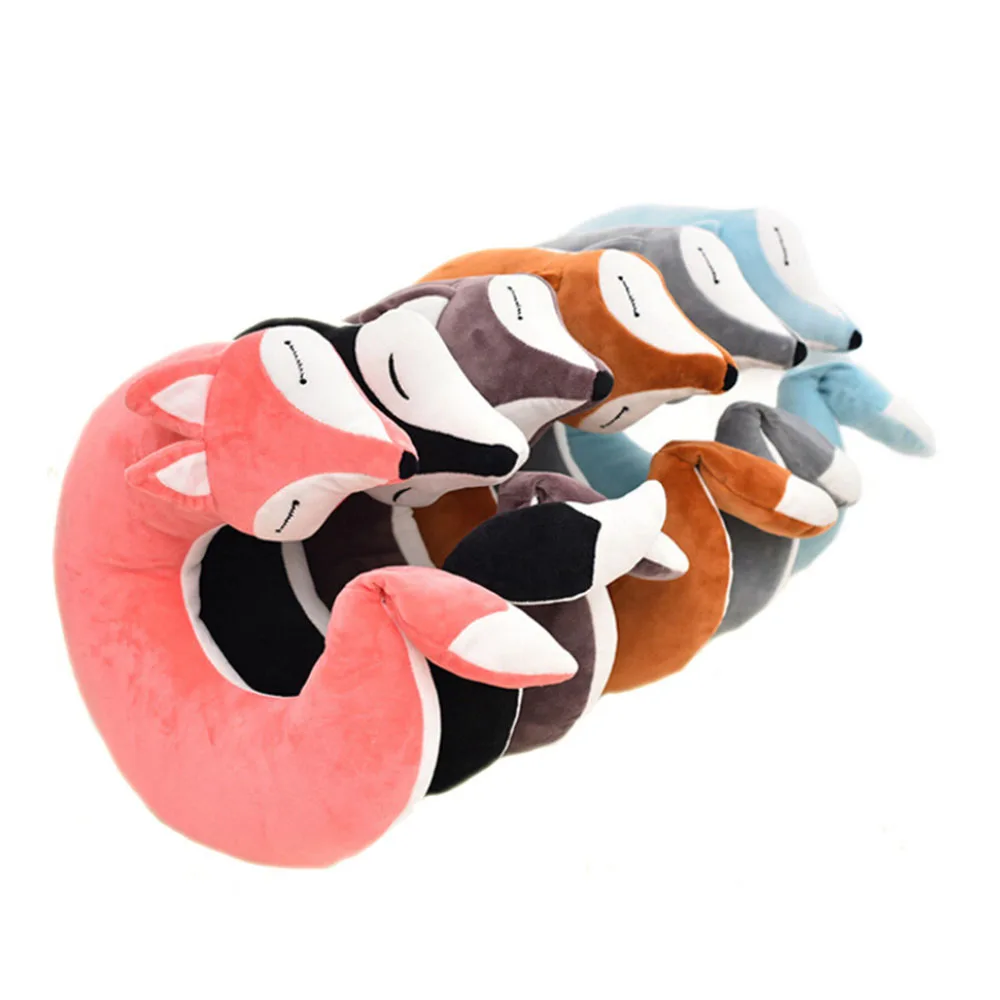 Cute Valentine's Day Gift Fox Cotton Plush U Shape Neck Pillow Travel Car Home Pillow Nap U Shape Pillow for Flight Plane Travel
