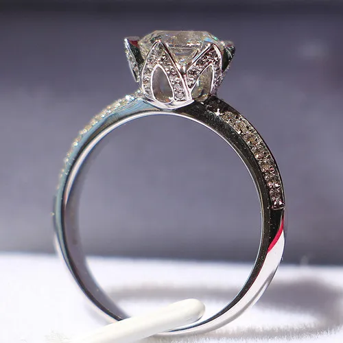 Подлинное кольцо лотоса из стерлингового серебра 925 пробы 2Ct 8 мм тестовое