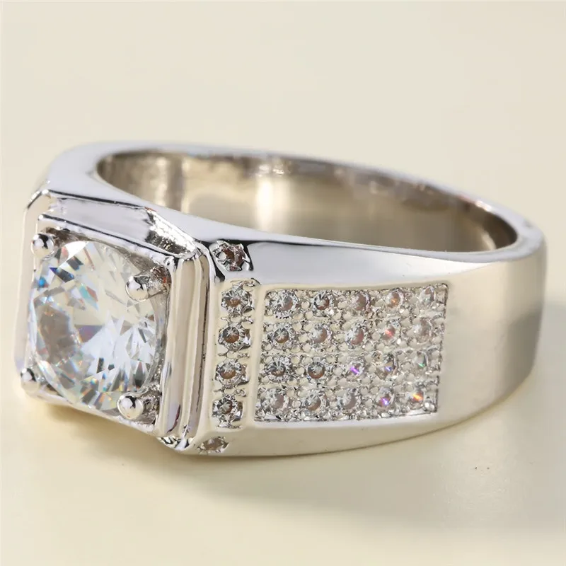 Мужское кольцо кольца на палец с фианитом ААА высококачественный Блестящий