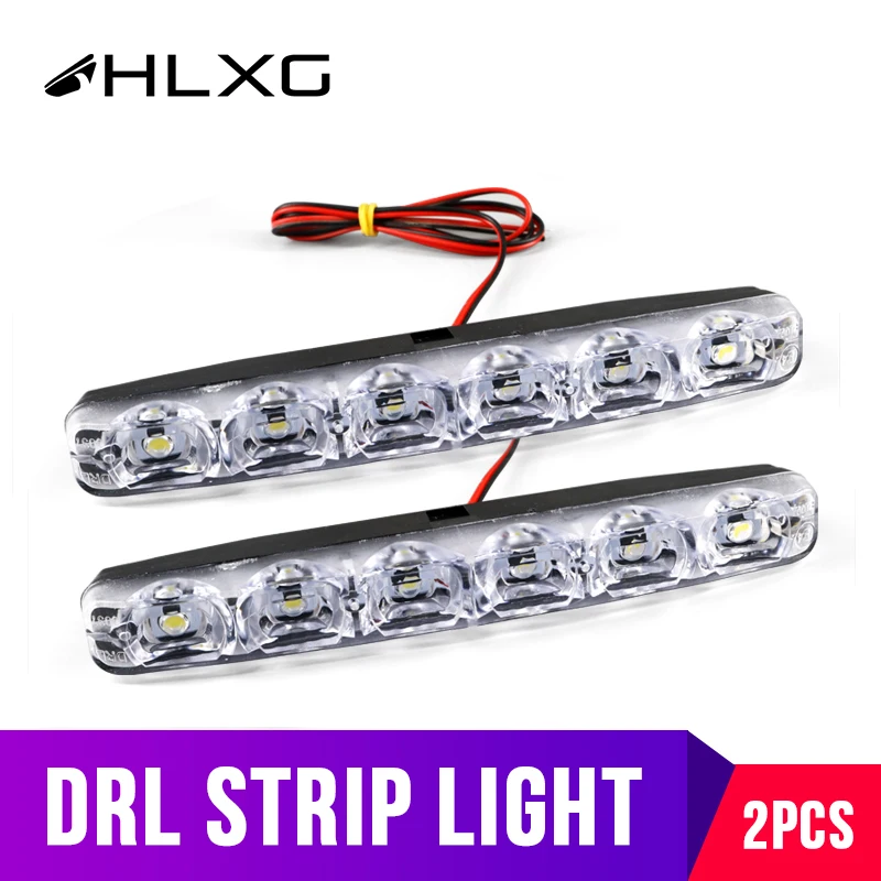 Hlxg 2 шт. тонкий габаритные огни 12 В Белый DRL Противотуманные светодиодные ленты