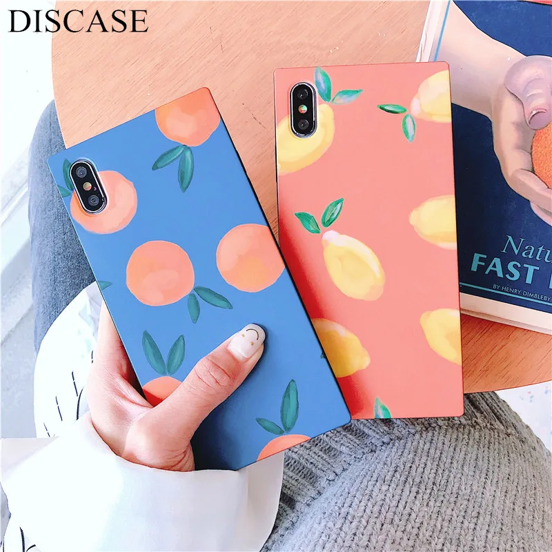 DISCASE квадратный летний свежий фруктовый чехол для телефона iphone XS MAX XR 8 7 6 6s plus пара