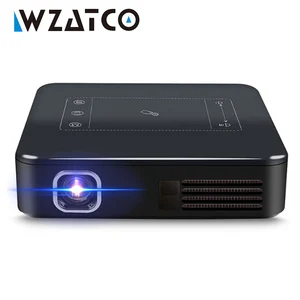 Карманный мини-проектор WZATCO D13 Android 7,1 4K Smart Pico DLP, портативный светодиодный Wi-Fi проектор со встроенным аккумулятором для домашнего кинотеатра, проектор