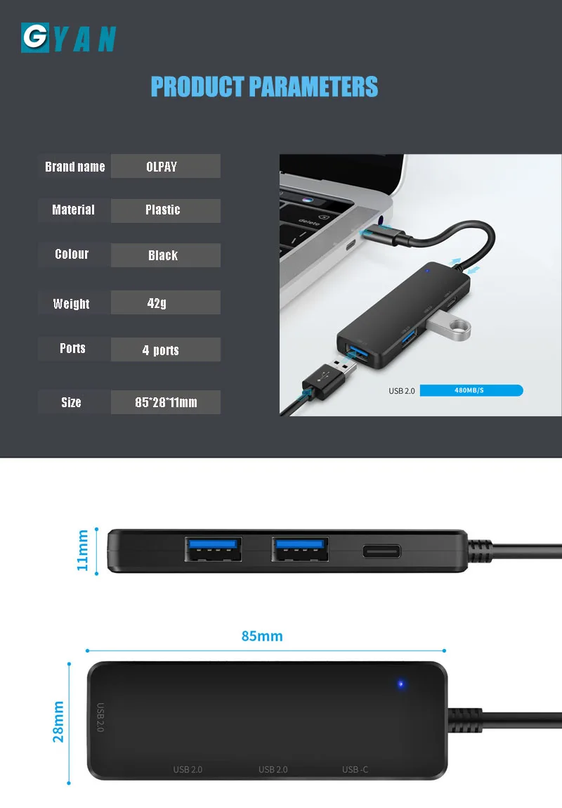 USB 2 0 Hi-Скорость 4-Порты сплиттер концентратор адаптер для ПК компьютер |