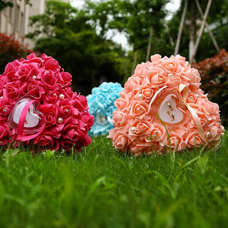 Бесплатная доставка цветок Сердце Дизайн свадебное кольцо Подушка Detalles Boda