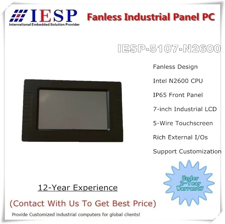 

7 inch Fanless Industrial Panel PC, N2600 CPU/2GB RAM/32GB SSD/HD LCD, all in one touch screen panel pc, 7 inch HMI