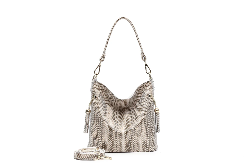 Arliwwi Brand Designer New Real Leather Shiny Snake Pattern Embossed Female Shoulder Bags High Quality Women Everyday Handbags