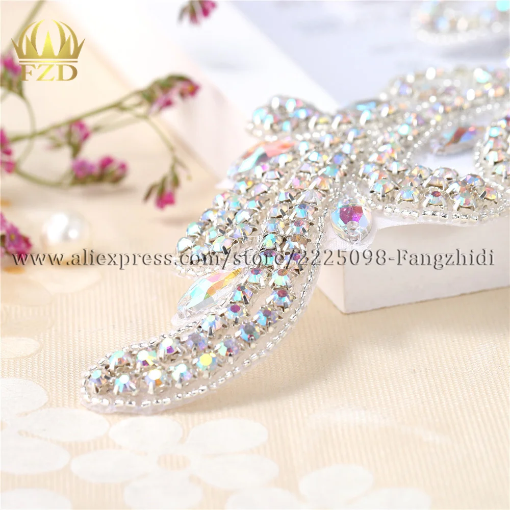 FZD 10 Piece AB Rhinestone Applique Patch Sew On Garment Motif Glass Appliques Wedding Iron Diamante Shiny Ctystal Trim | Дом и сад