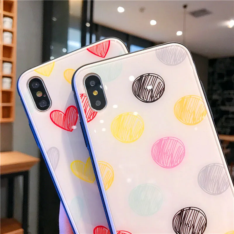 Чехол из закаленного стекла для iPhone 7 8 Plus 6 6s X XR XS MAX модный Противоскользящий