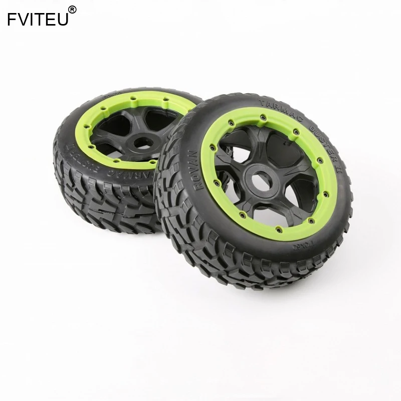 

FVITEU полный резиновый передний на дороге колеса комплект шин подходит 1/5 HPI Baja 5B Rovan King Motor