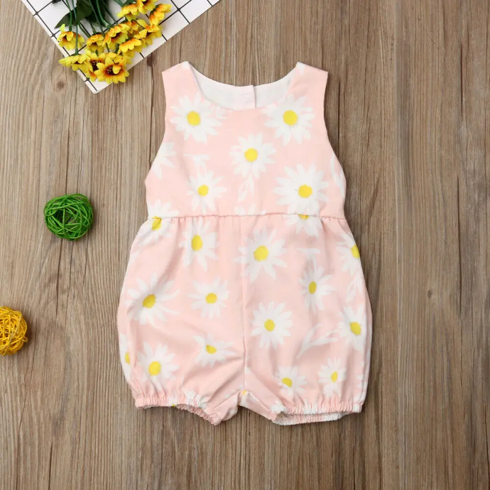 Летняя одежда для новорожденных девочек комбинезон с подсолнухом боди комплект