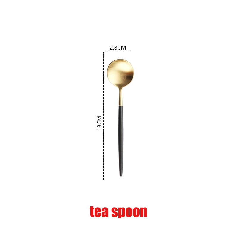 tea spoon Сталь набор столовых приборов золотые столовые приборы Нержавеющая сталь ложка посуда вилка, ложка, Посуда Кухонная ложка и набор вилок столовые приборы - Цвет: tea spoon