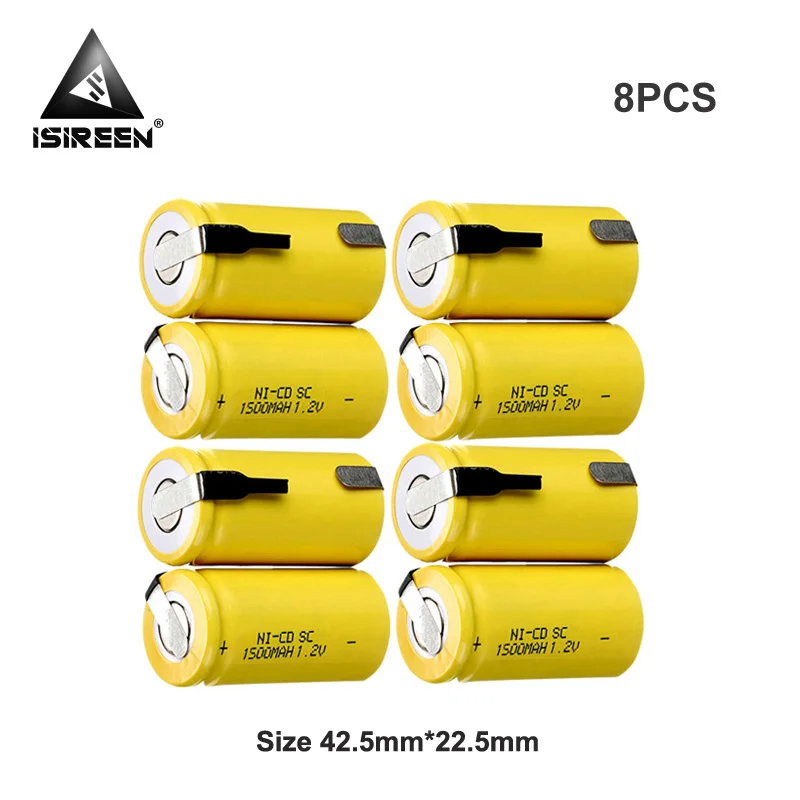 Аккумуляторные батареи SC Ni CD 1 2 V 1500mAh DIY Электроинструмент аккумуляторные блоки
