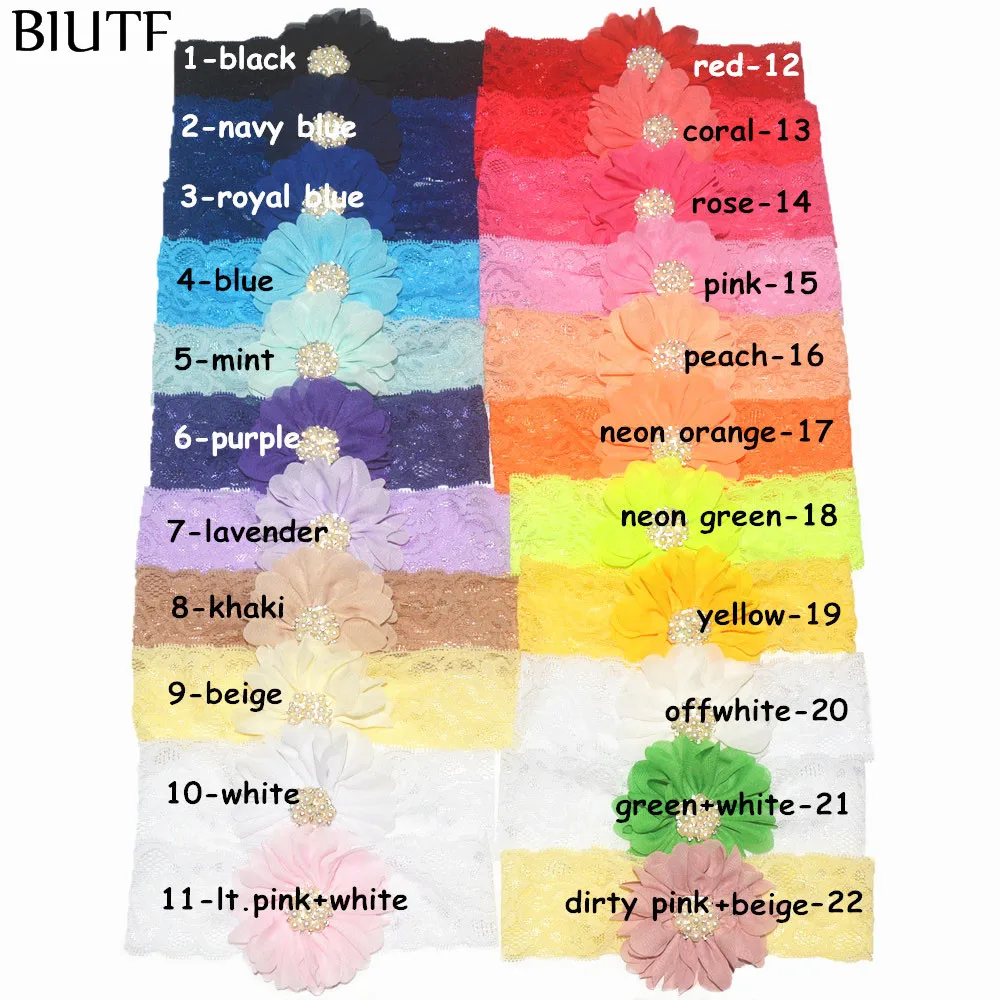 2 шт./лот эластичная Кружевная повязка на голову с пуговицами из горного хрусталя