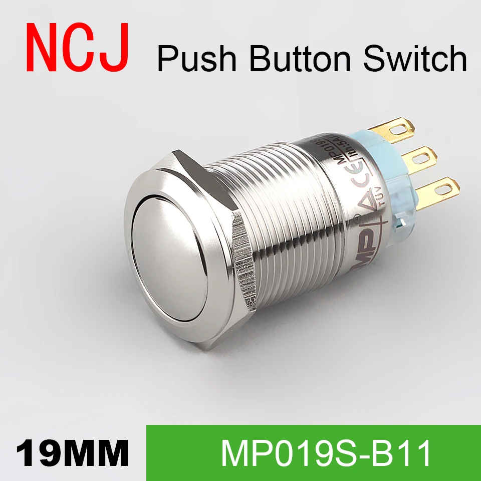 Металлический кнопочный переключатель NCJ 19 мм IP67 поддерживается попеременное