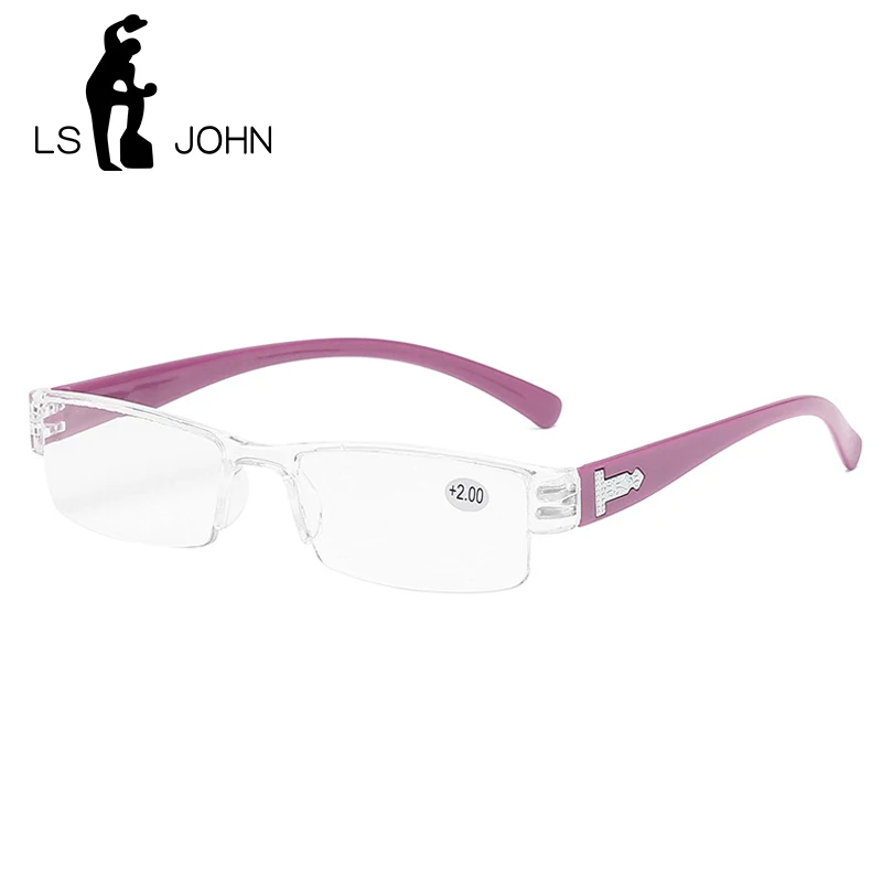 LS JOHN Korean Fashion Reading Glasses Men Women Clear Lens Half Frame Presbyopic Eyewear 1.0 1.5 2.0 2.5 3.0 3.5 4.0 for Reader