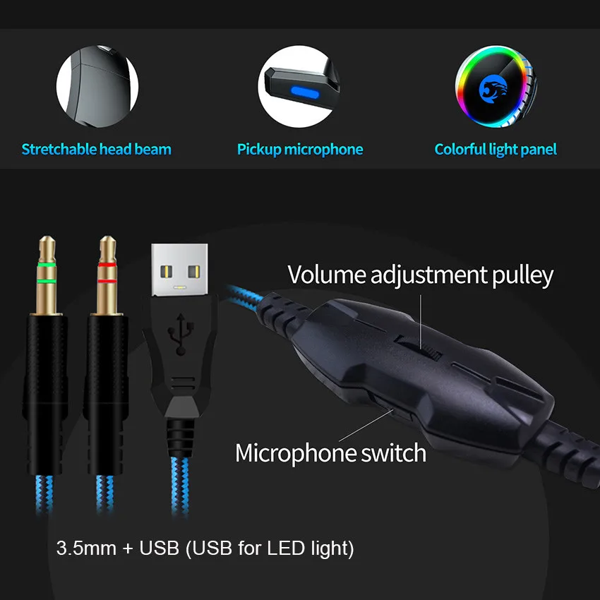 ASKMEER A60 PS4 гарнитура casque PC стерео бас Игровые наушники с микрофоном RGB светодиодная