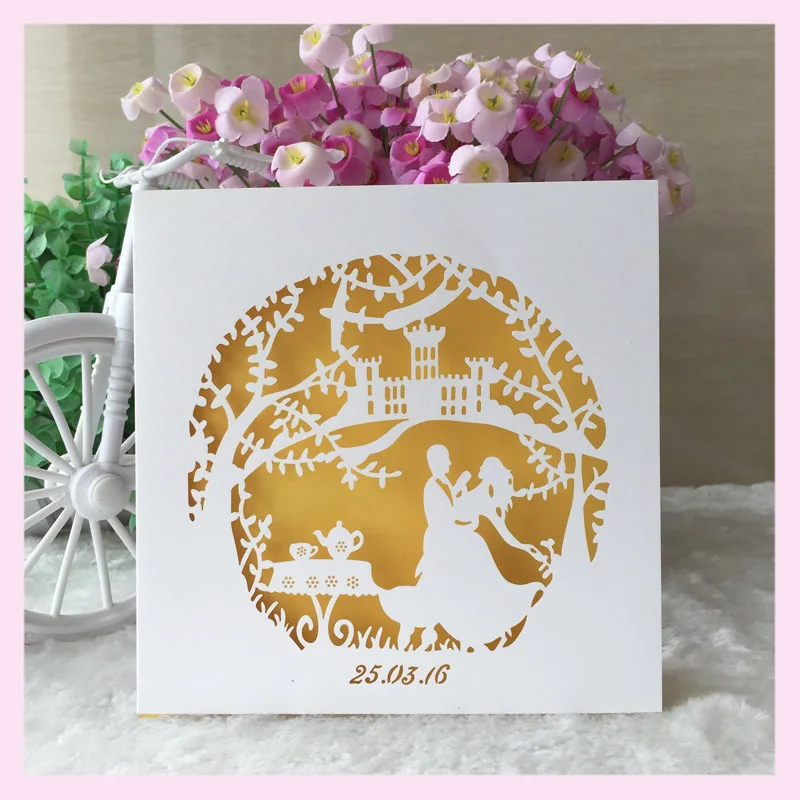 50 шт./лот шикарный дизайн украшение для свадебной вечеринки лазерная резка