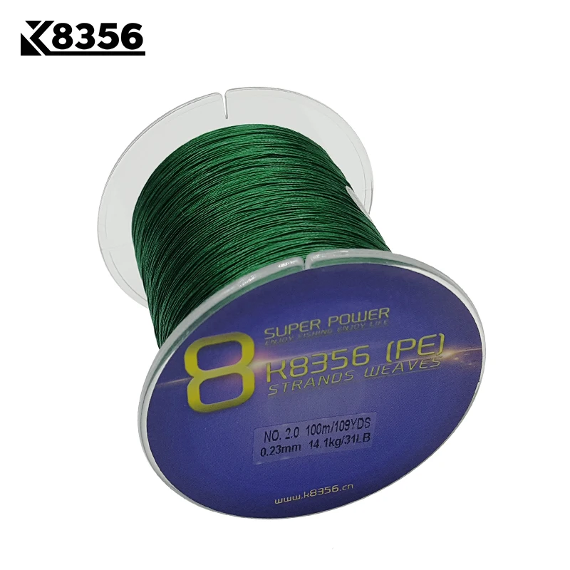 K8356 8 стендов PE плетеная рыболовная леска 100м 100% многонитевая Wire13 200LB 109 ярдов