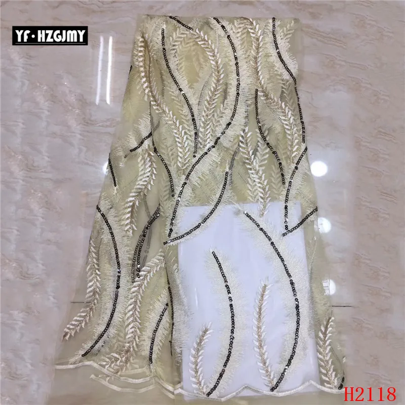 

YF HZGJMY African French Sequins Lace Fabric 2019 Embroidered Tulle Lace Fabric High Quality Nigerian lace for women dress A2118