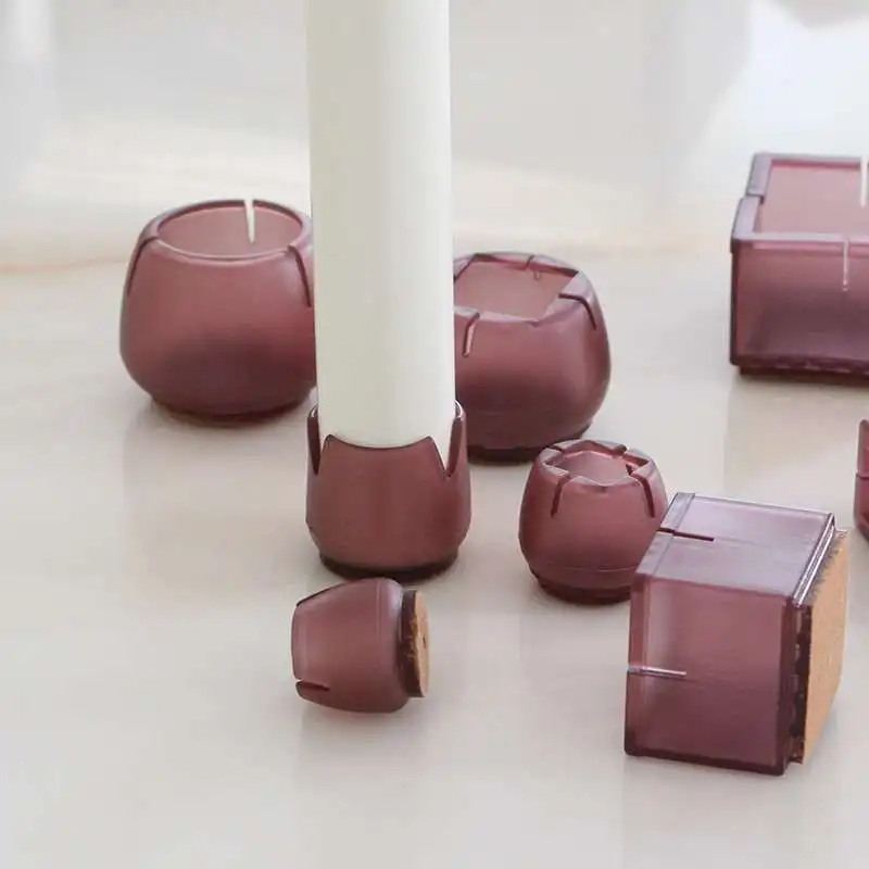 

8pcs Square Silicone Chair Leg Covers Socks Non-slip Table leg Feet Pads Base Floor Protectors pipe hole plug Furniture Parts