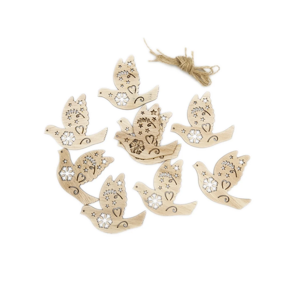 10 шт. деревянные подвесные украшения для ёлки в форме птицы|Поделки из дерева| |