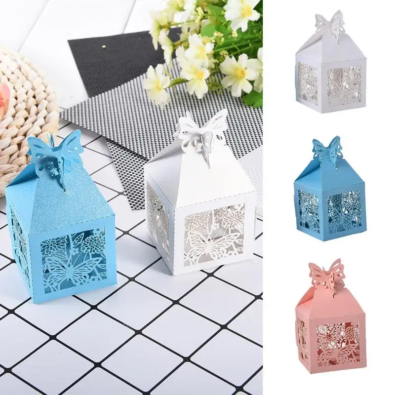 10 шт. коробка для конфет бабочка выдолбленная кексов Подарочная вечеринок на