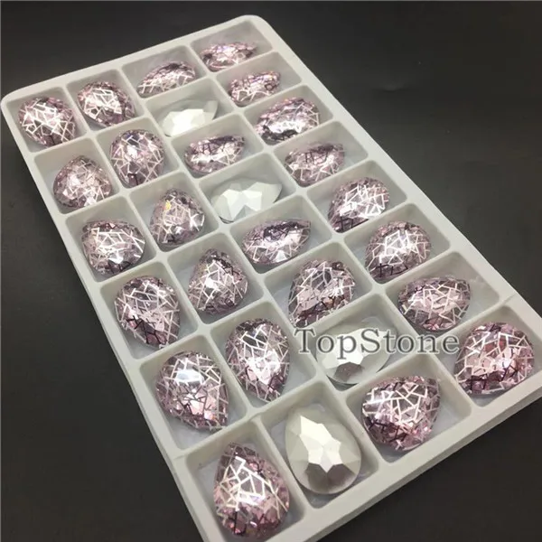 pink Цвет с украшением в виде кристаллов патиной 13X18 мм Хрустальные роскошным камнем, Стекло капли бусины высокое качество ювелирных изделий - Цвет: pink