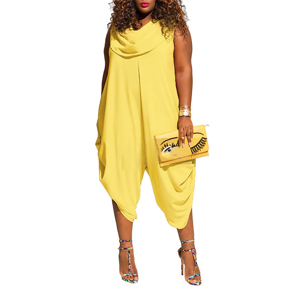 Женский комбинезон шаровары без рукавов Свободный размера плюс 2019 #418|Женские