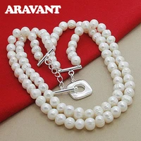 2020 new fashion layered freshwater pearl necklace chains women wedding fashion 925 silver necklaces