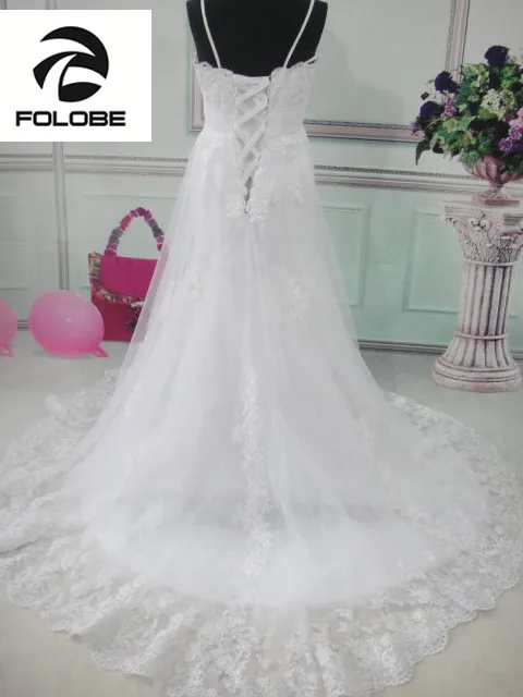 Robe Mariage 2017 индивидуальный заказ белый/слоновая кость Тюль Pleat Аппликации Кружева