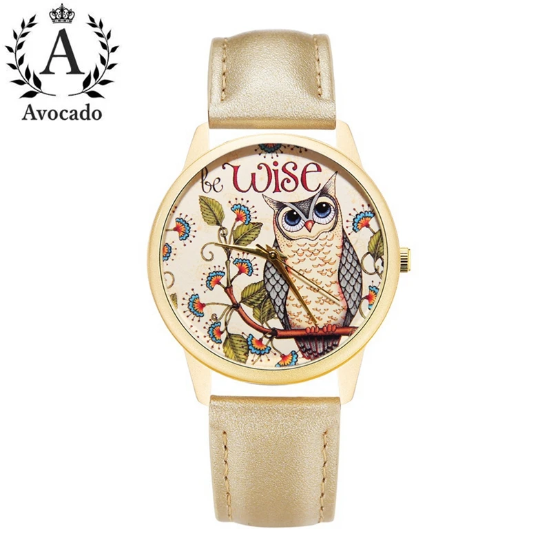 

2020 Owl Bird Women'S Watches Casual Fashion Gold Leather Quartz Wristwatches